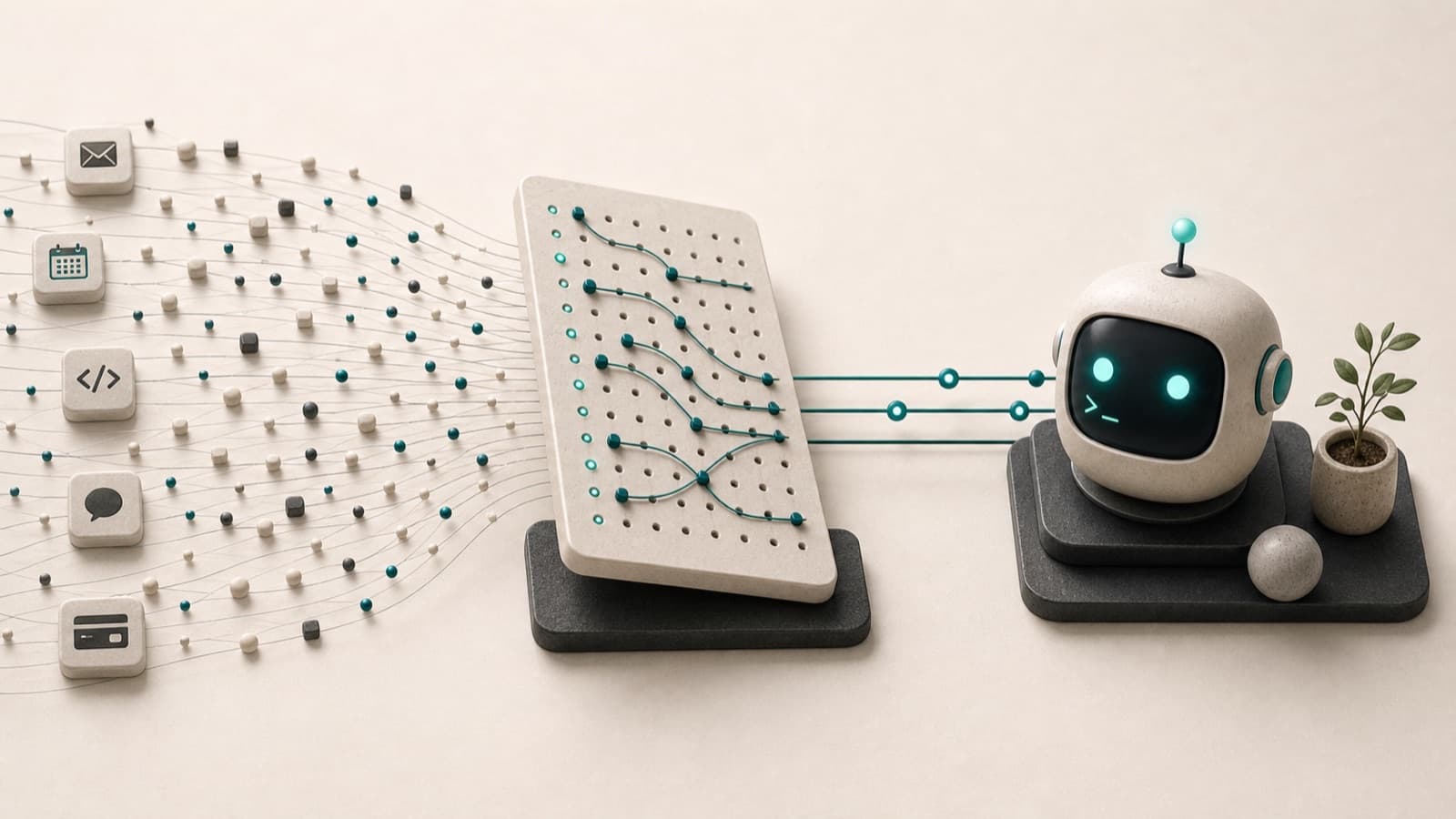 AI assistant receiving filtered app signals through Watchline's event-layer switchboard.